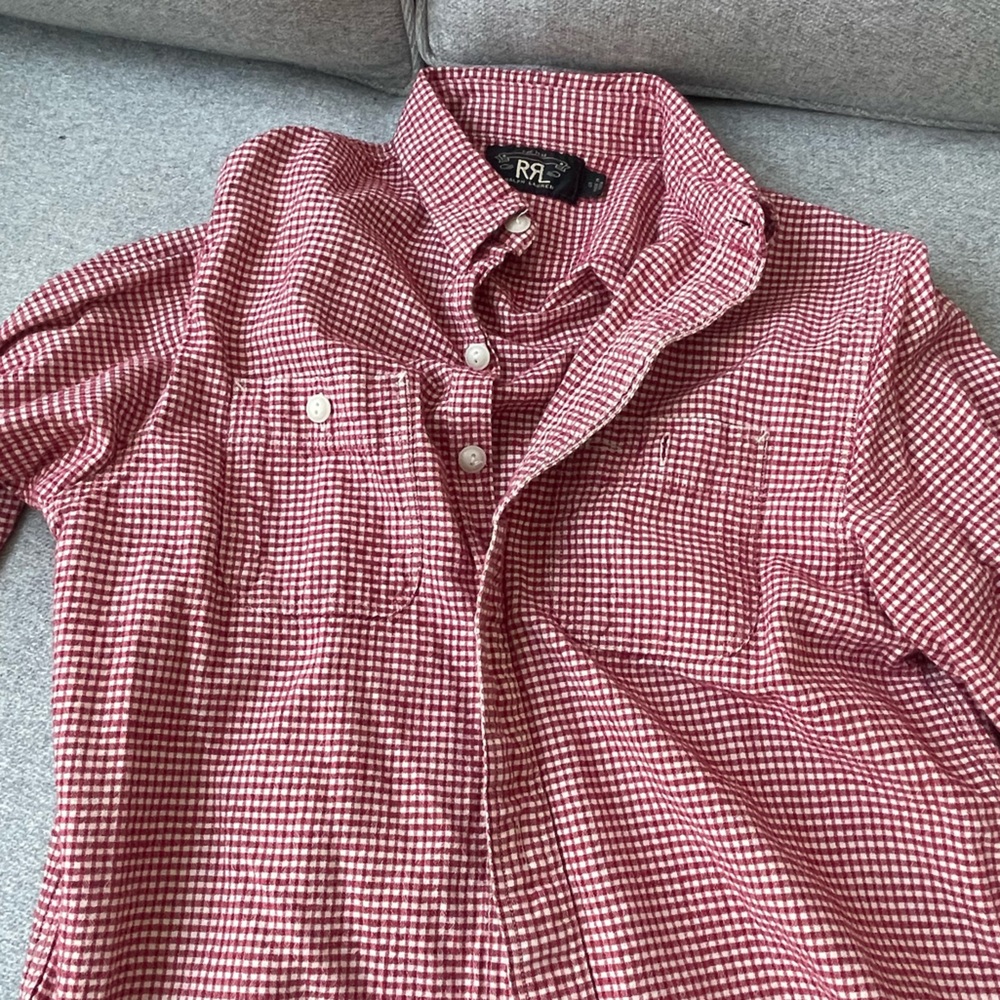 Rrl double rl button down. Red gingham. Lightly used. Small